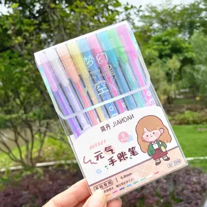 Lot de 9 surligneurs colorés, stylos pastel esthétiques pour écriture de journal et papeterie.