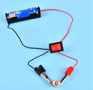 Enfants DIY Science Circuit Experimente Kit avec Porte-Batterie Ampoule et Interrupteur Toy