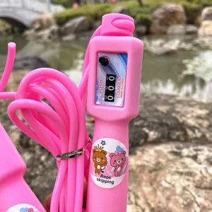 Pink mechanical counting jump rope for kids and students fitness exercise training sport tool.