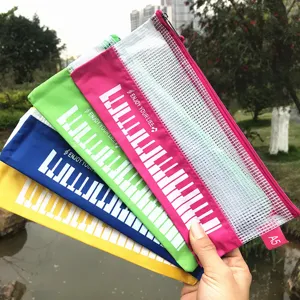 Estuche para lápices con motivo de piano y tema de música creativa bolsa de malla