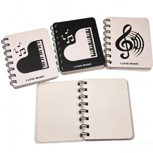 A7 Mini Spiralnotizbuch Taschennotizbuch mit Klavier Noten Umschlag Design leere Seiten