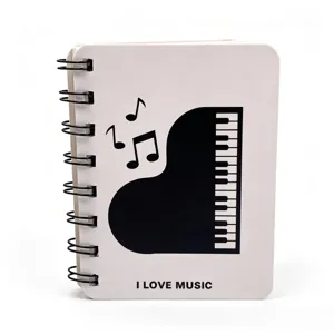 A7 Mini Spiralblock mit Klavier und Noten Motiv, perfektes Notizbuch fur die Tasche.