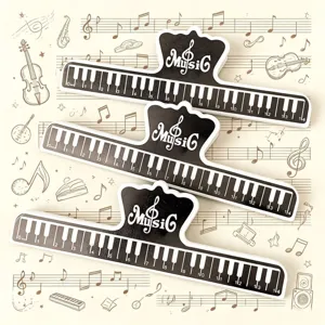 Piano keyboard design music book clips with scale ruler, practical page holder for musicians.