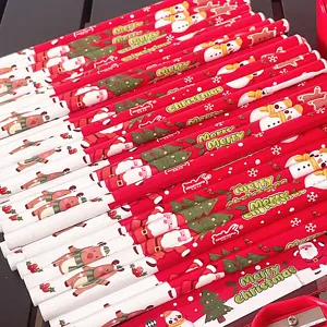 Set de lápices de madera HB de Navidad, bonita papelería escolar de Papá Noel rojo dibujo.