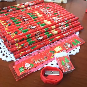 Set papelería Navidad niños lápices HB lindo dibujos animados útiles escolares 50pcs