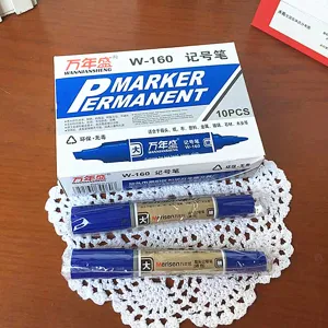 Juego de rotuladores permanentes Wanniansheng W-160 de doble punta, tinta azul detalle.