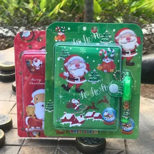 Cute cartoon Santa Claus notebook set with pen, perfect Christmas gift for kids and students.