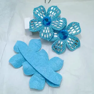 Blue rhinestone five-petal flower DIY accessories for hairpins shoes and clothing decoration.