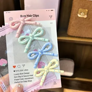 Cute bow hair clips set with polka dots, sweet colorful side hairpins for women and girls.