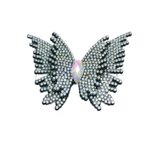 Sparkling crystal rhinestone butterfly DIY applique patch for clothing, shoes and bags decoration.