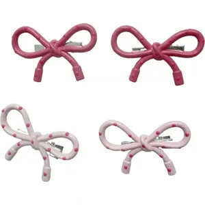 Pink polka dot bow hair clip cute sweet girl side bangs hair pin versatile fashion hair accessory
