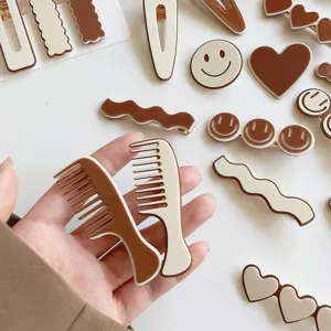Ensemble de pinces à cheveux marron café au lait mignonnes accessoires pour les femmes
