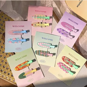 Candy Color Fruit Plaid Seamless Hair Clips Sweet Cute Side Bangs Hairpins Makeup Hair Accessories For Women Girls