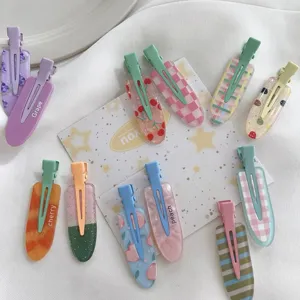 Summer juice series candy color hair clips sweet fruit pattern seamless side bangs hairpins for women