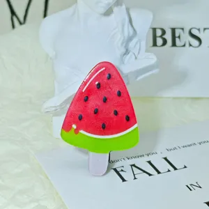 Cute acrylic watermelon ice cream hair clip for kids with sweet fruit duckbill side pin design