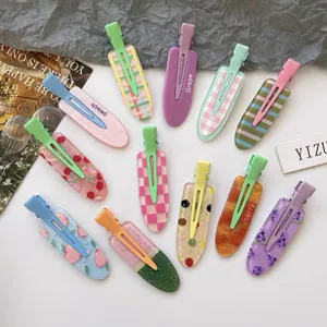 Colorful fruit pattern resin hair clips candy color sweet side clips for women girls