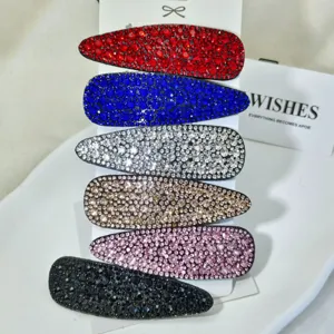 Set of 6 colorful rhinestone waterdrop hair clips sparkling crystal bbbrettes for women styling