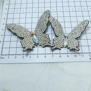 Sparkling rhinestone butterfly DIY craft patches for clothing bags shoes accessories.
