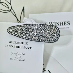 Large rhinestone teardrop hair clip sparkly crystal BB clip for elegant women styling.