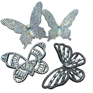 Rhinestone butterfly patches for DIY clothing, shoes, bags, hair accessories and crafts.