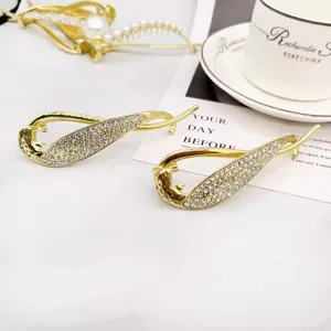 Pince à cheveux queue de poisson en strass pour femme, barrette élégante dorée, accessoires brillants.