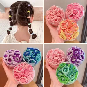 Elastici per capelli colorati per bambini, mini elastici carini in barattolo per bambine.