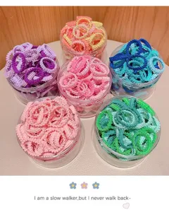 Elastici colorati per capelli per bambini, elastici morbidi in pratici vasetti trasparenti