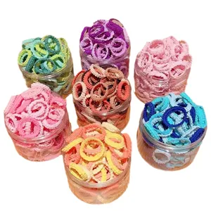 Elastici per capelli colorati per bambini, set mini accessori per capelli in 6 barattoli
