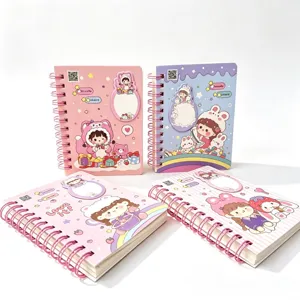 Set taccuino a spirale con ragazza cartone animato, simpatico regalo cartoleria studenti.