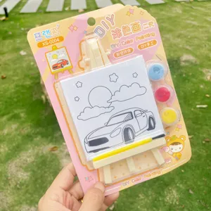 Kids DIY Canvas Painting Kit with Mini Easel and Paints Educational Drawing Art Toys