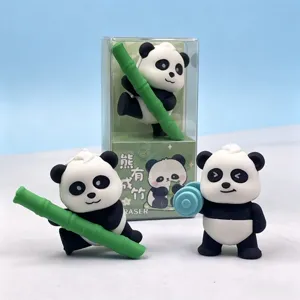 Lindo juego de goma de borrar panda 3D creativa, regalo de papelería divertido.