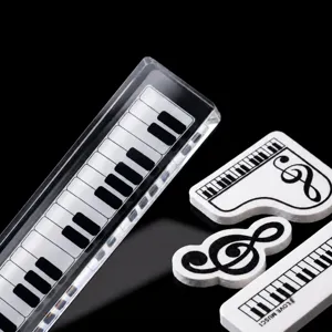 Piano theme stationery set includes acrylic ruler and cute musical note erasers for kids