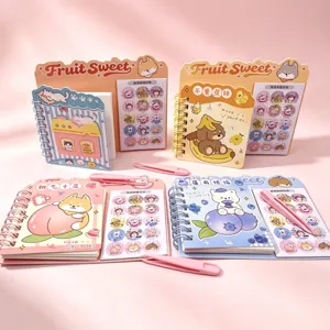 Süßes Cartoon Ringbuch Set mit Stickern und Pinzette, perfektes Geschenk für Kinder und Schüler.