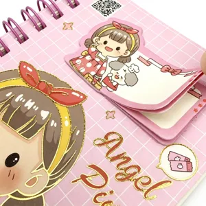 Quaderno a spirale con ragazza carina blocco note griglia rosa cancelleria regalo studente