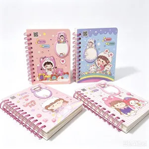 Quaderno a spirale con ragazza cartone animato simpatico blocco note tascabile regalo studente