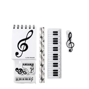 Creative music theme stationery set notebook piano ruler pencil eraser note clip gift box