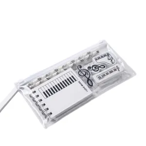 Music stationery set with piano notebook pencils and eraser in clear bag main view