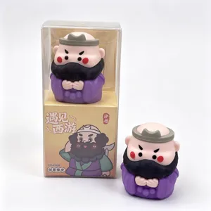 Juguete de goma de personaje Sha Wujing Viaje al Oeste 3D con caja para niños.