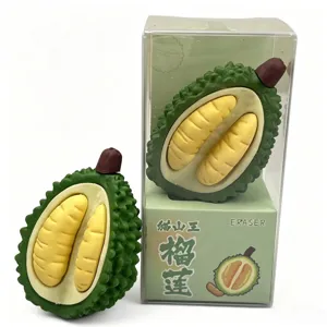 Juego de borradores creativos con forma de durian 3D y caja transparente para regalo infantil.