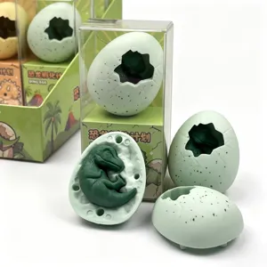 Juguete de goma de borrar de huevo de dinosaurio 3D creativo, papelería escolar bonita.