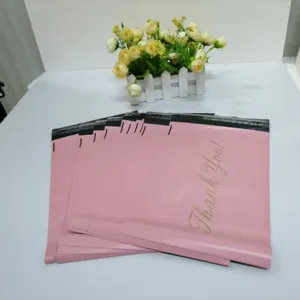 Thickened Pink Plastic Express Mailer Bags Self Adhesive Poly Shipping Bags With Thank You Letter Print Packaging