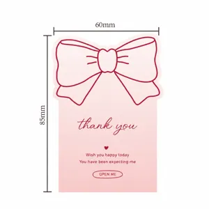 Süße rosa Schleife Aufkleber Karte Detail, Danke Gruß Etikett für Geschenke und Verpackung.