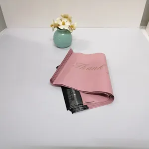 Pink thickened PE courier mailing bags with Thank print, waterproof plastic shipping packing bags.