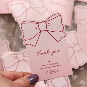 Süße rosa Schleife Grußkarte Aufkleber, ideal zum Geschenke verpacken und dekorieren.
