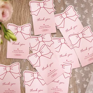 Süße rosa Schleife Grußkarten, dekorative Postkarten für Geschenkverpackungen, Briefpapier.