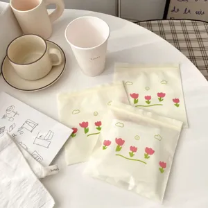 Ins style cute tulip frosted ziplock bags waterproof plastic packaging for small items