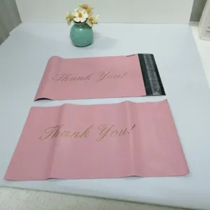 Pink poly mailers with thank you print, thickened self adhesive shipping bags for e-commerce.