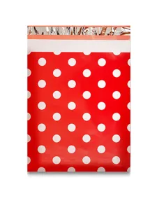 Thickened red white polka dot waterproof poly mailer self sealing courier mailing bags