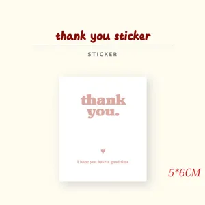 Simple ins white thank you sealing sticker detail view, elegant gift packaging label.