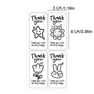 Minimalist white thank you sealing stickers cute doodle packaging label decoration for gift box